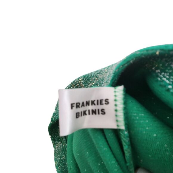FRANKIES BIKINIS Pants Womens Small Green Johnson Terry Luxe Metallic Sweatpants - Picture 11 of 12